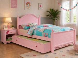 ARISTA Twin Bed with Trundle & Nightstand