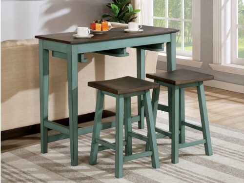 SALEM Counter Height Dining Table with 2 Stools - Stools Outside