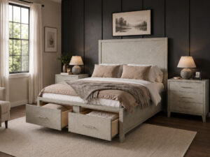 GOTHAM Queen Storage Bed & 2 Nightstands