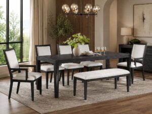 SEGOVIA Dining Table with 5 Chairs & Bench